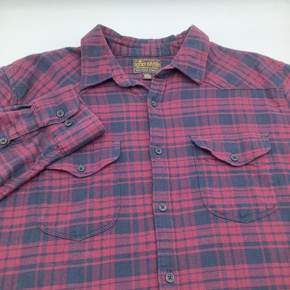 Lucky Brand Mens Saturday Stretch Long Sleeve Button Up Flannel Shirt Size Large - Picture 1 of 7